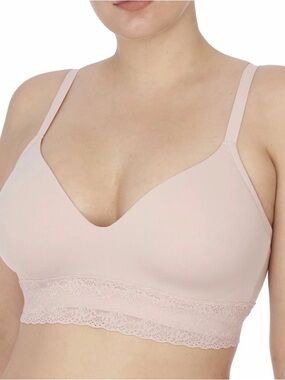 Light Pink Lace-Trim Wireless Bralette